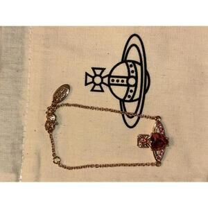 Vivienne Westwood Gold Tone Red Crystal Orb Bracelet